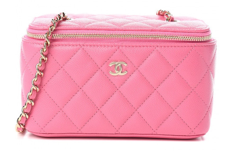 Chanel Vanity Crossbody Caviar Small Pink in Caviar with Gold-tone - US
