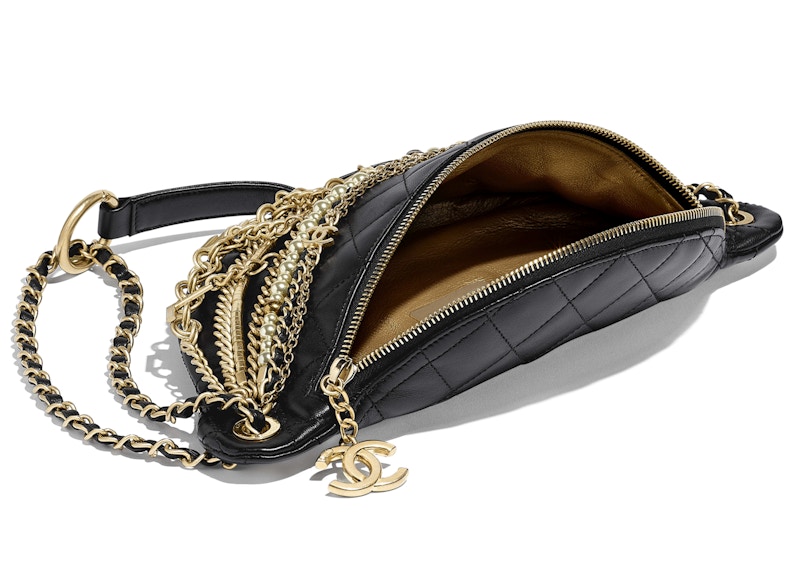 Chanel Waist Bag Lambskin Quilted Gold/Silvertone Black in Lambskin