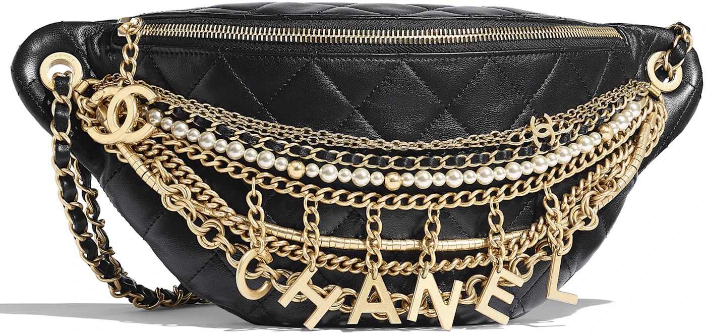 Chanel Vintage Black Quilted Lambskin CC Belt Bag 24K Gold-Plated Hardware