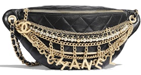 CHANEL Lambskin Quilted Banane Waist Bag Fanny Pack Black 1291199