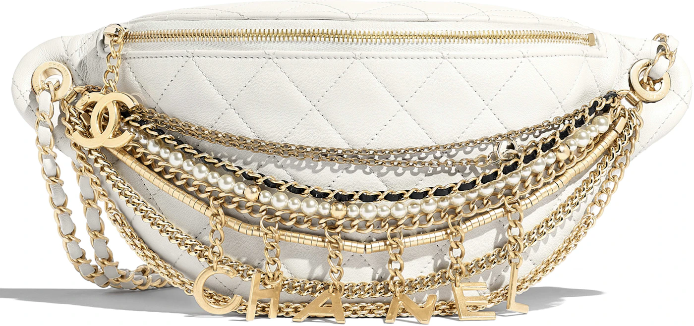Chanel 19 Waist Bag Tweed Gold/Ruthenium-tone Navy/Black in Tweed