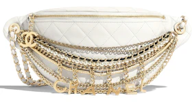 Chanel Waist Bag Lambskin Quilted Gold/Silver-tone White