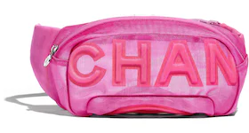 Chanel Waist Bag Nylon Silver-tone Pink
