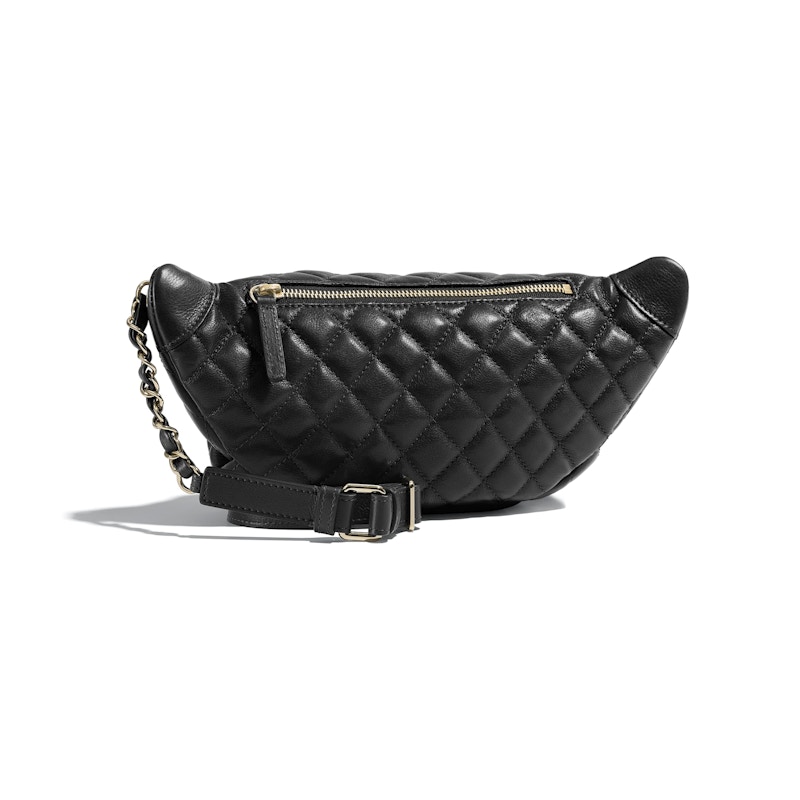 Chanel Waist Bag Quilted Calfskin Goldtone Black in Calfskin with Gold