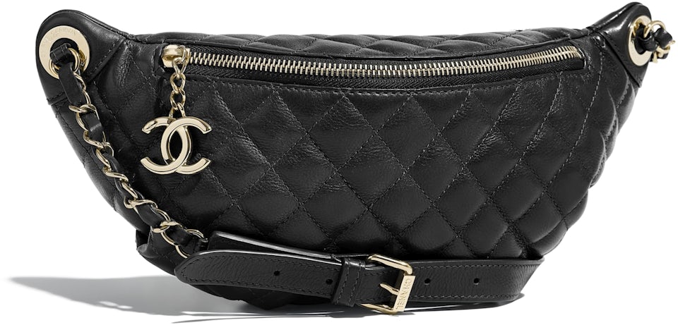 Chanel Waist Bag Quilted Calfskin Gold-tone Black in Calfskin with