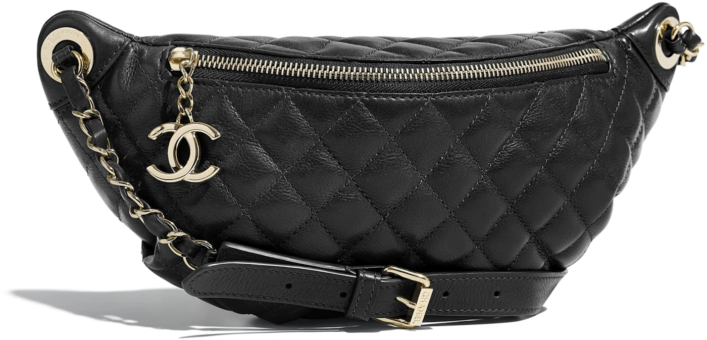CHANEL Vinyl Calfskin Quilted Trolley Rolling Luggage Black