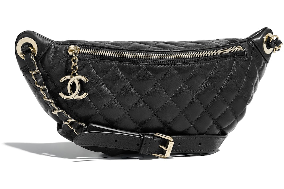 Chanel Waist Bag Quilted Calfskin Gold-tone Black in Calfskin with  Gold-tone - GB