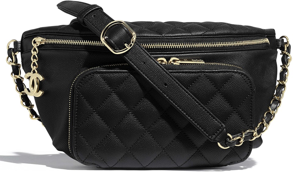 Chanel Waist Bag Quilted Grained Calfskin Gold-tone Black in