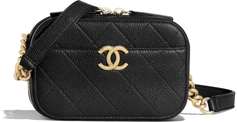 Chanel Waist Bag Stitched Grained Calfskin Gold-tone Black in