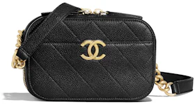 Chanel Waist Bag Stitched Grained Calfskin Gold-tone Black