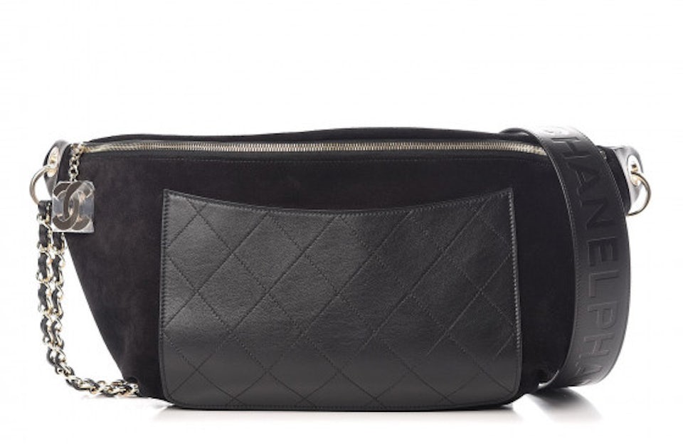 Chanel x Pharrell Flap Bag XXL Black in Suede with Silver-tone - US