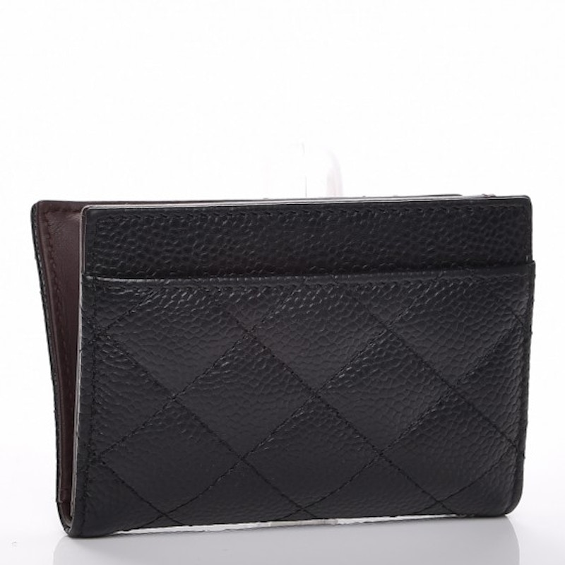 Chanel Card Holder Wallet Quilted Diamond Caviar Black