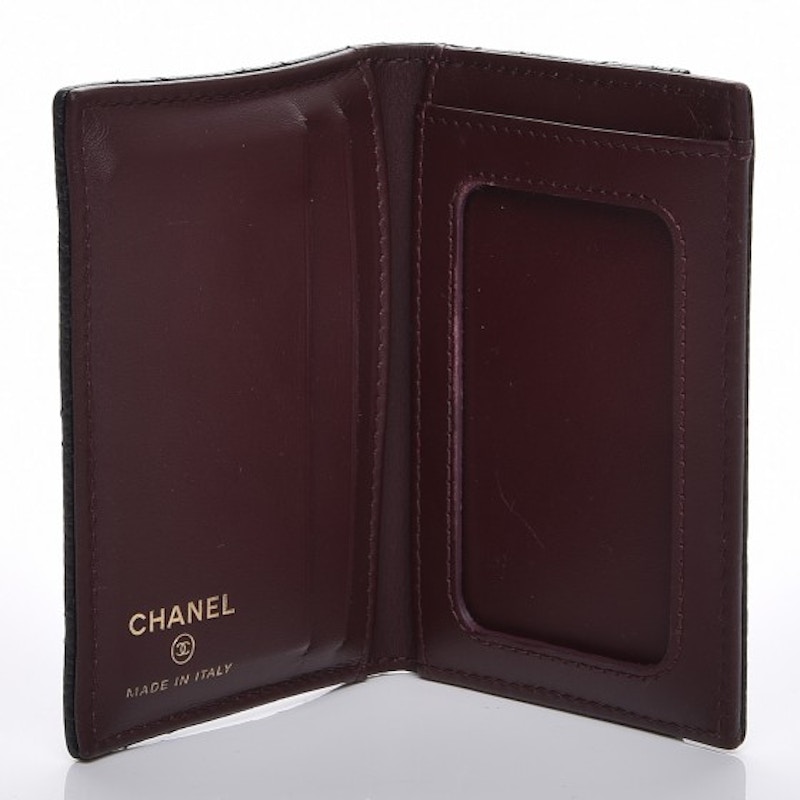 Chanel Card Holder Wallet Quilted Diamond Black in Caviar with Goldtone
