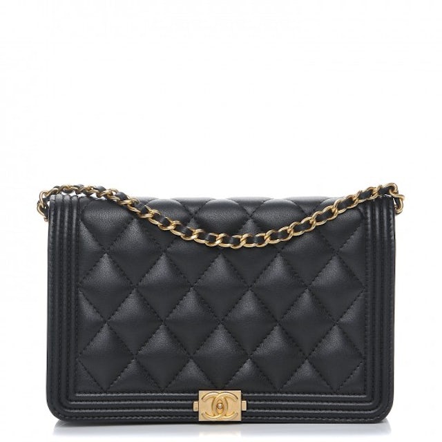 Chanel Boy Wallet on Chain Quilted Patent at 1stDibs