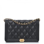 Chanel Boy Wallet On Chain Quilted Calfskin Ruthenium-tone Black
