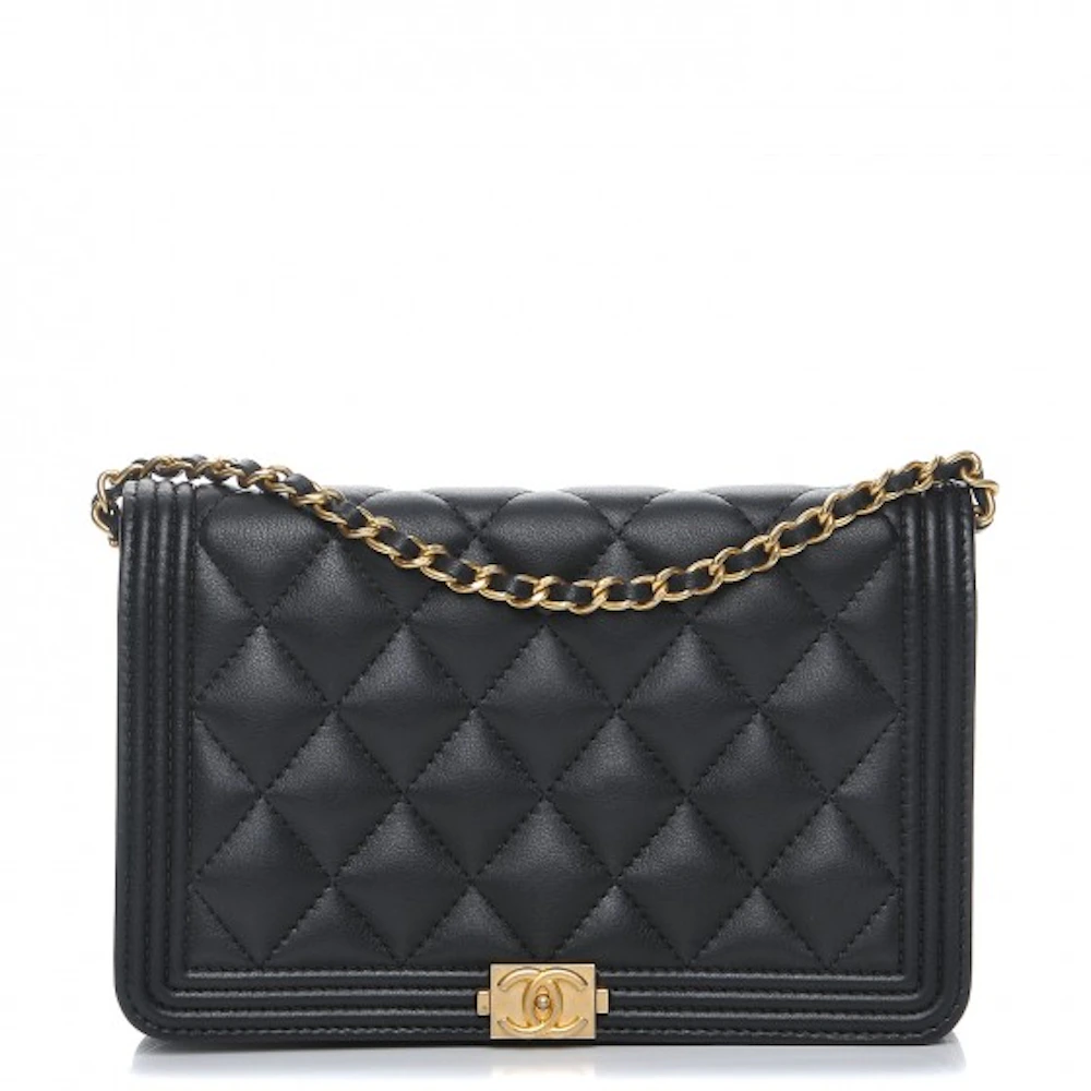 Chanel Womens Boy Wallet On Chain Black Caviar / Gold – Luxe