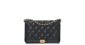 Chanel Boy Wallet On Chain Diamond Quilted Black
