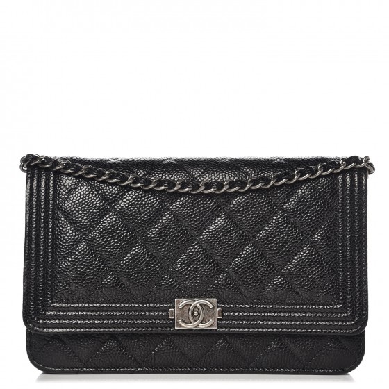 CHANEL Lambskin Boy Wallet on Chain Bag  BlackGold  Adorn Collection  Designer Bag Hire