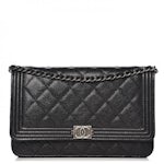 CHANEL Caviar Quilted Square Wallet On Chain WOC Black 1286843