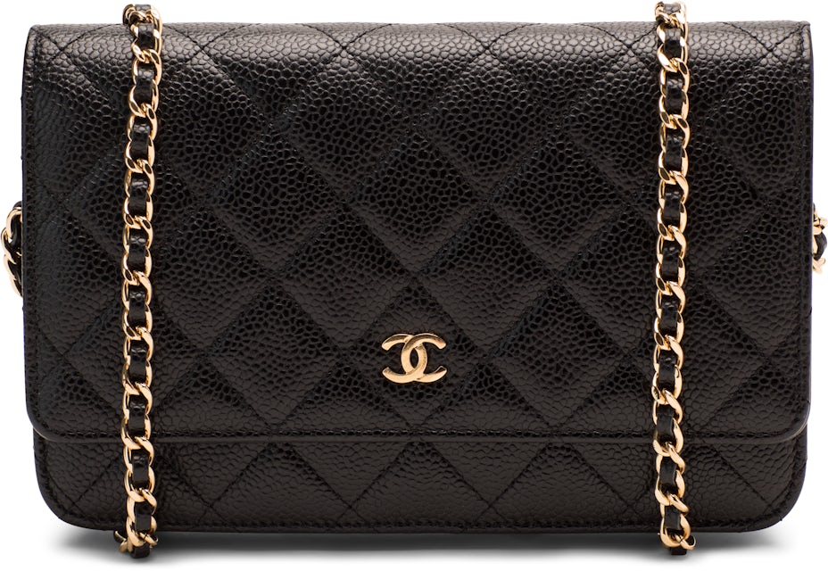 Chanel Wallet On Chain Quilted Caviar Gold-Tone Black