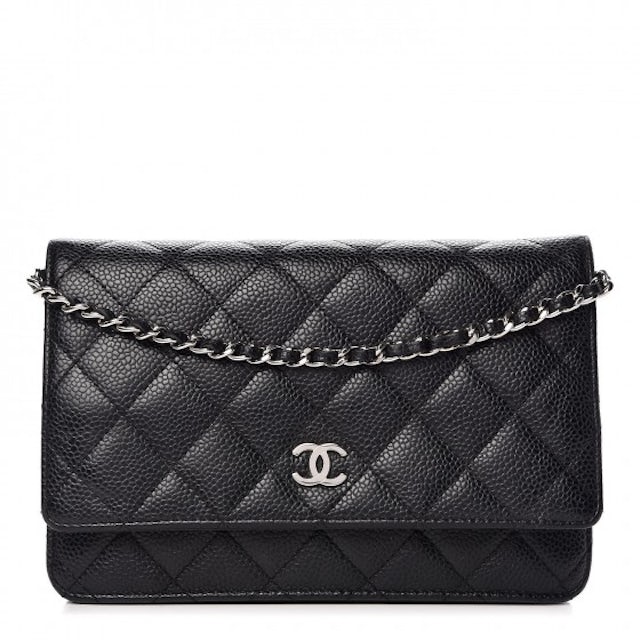 Chanel Black Quilted Caviar Woc Wallet on Chain