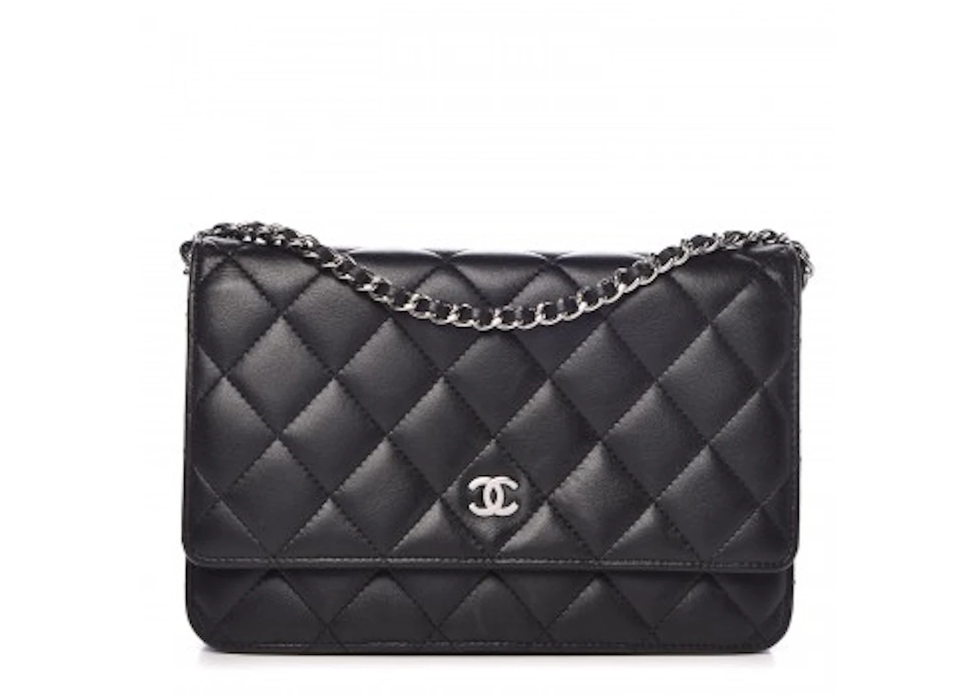 Chanel lambskin quilted wallet on chain woc black Outlet