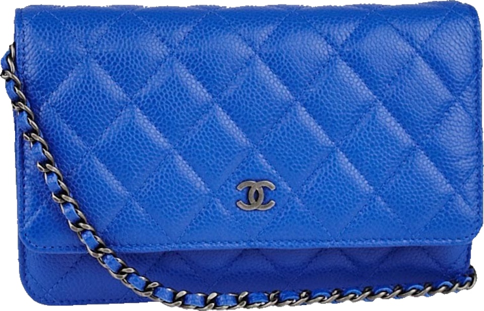 Chanel Wallet on Chain Quilted Caviar Ruthenium Blue