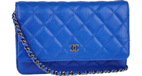 Chanel Wallet on Chain Quilted Caviar Ruthenium Blue