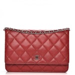 CHANEL Lambskin Quilted Wallet On Chain WOC Black 1297032