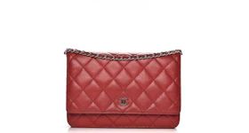 Chanel Wallet on Chain Diamond Quilted Red