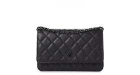 Chanel Wallet On Chain Quilted Crumpled Calfskin Black-tone So Black
