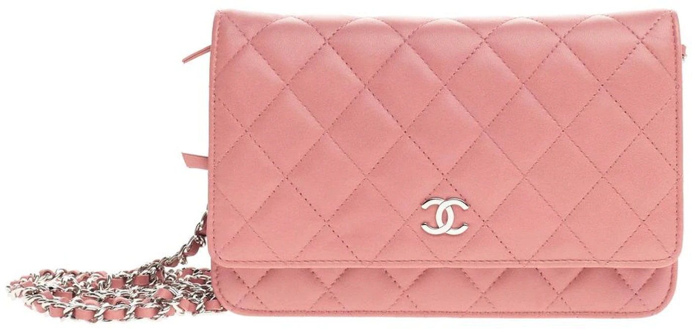 CHANEL Lambskin Quilted Wallet On Chain WOC Pink 1269070