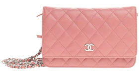 Chanel Wallet On Chain Quilted Diamond Pink
