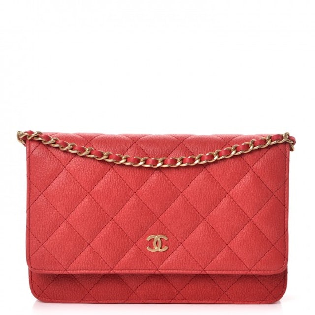 Chanel Wallet On Chain Quilted Diamond Red in Caviar with Matte Gold-Tone -  US