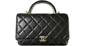 Chanel Wallet On Chain with Handle Lambskin & Gold Black Black (AP2844-B08461-94305)