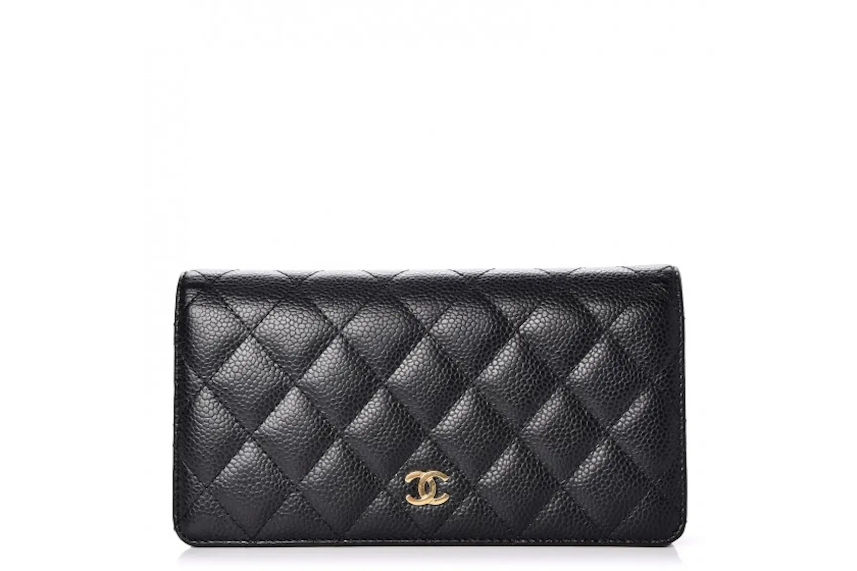 Chanel Yen Wallet Quilted Caviar Gold-tone Black in Caviar with Gold ...