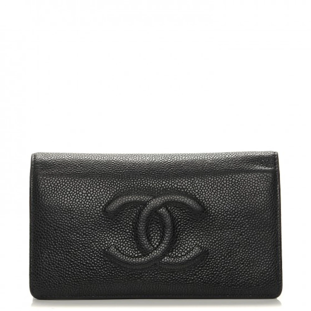 Chanel CC Timeless Caviar Zip Around Wallet Pink