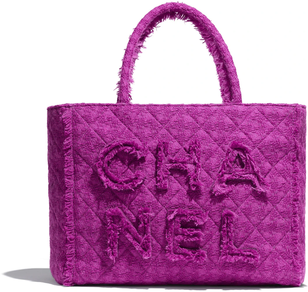 Chanel Zipped Shopping Bag Tweed Gold-tone Large Fuchsia in Tweed with  Gold-tone - US