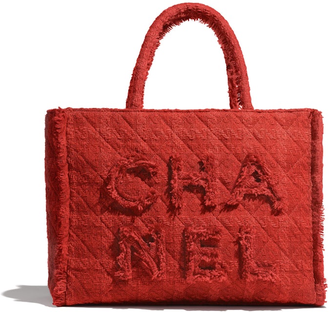 Chanel Zipped Shopping Bag Tweed Gold-tone Large Red in Tweed with  Gold-tone - US