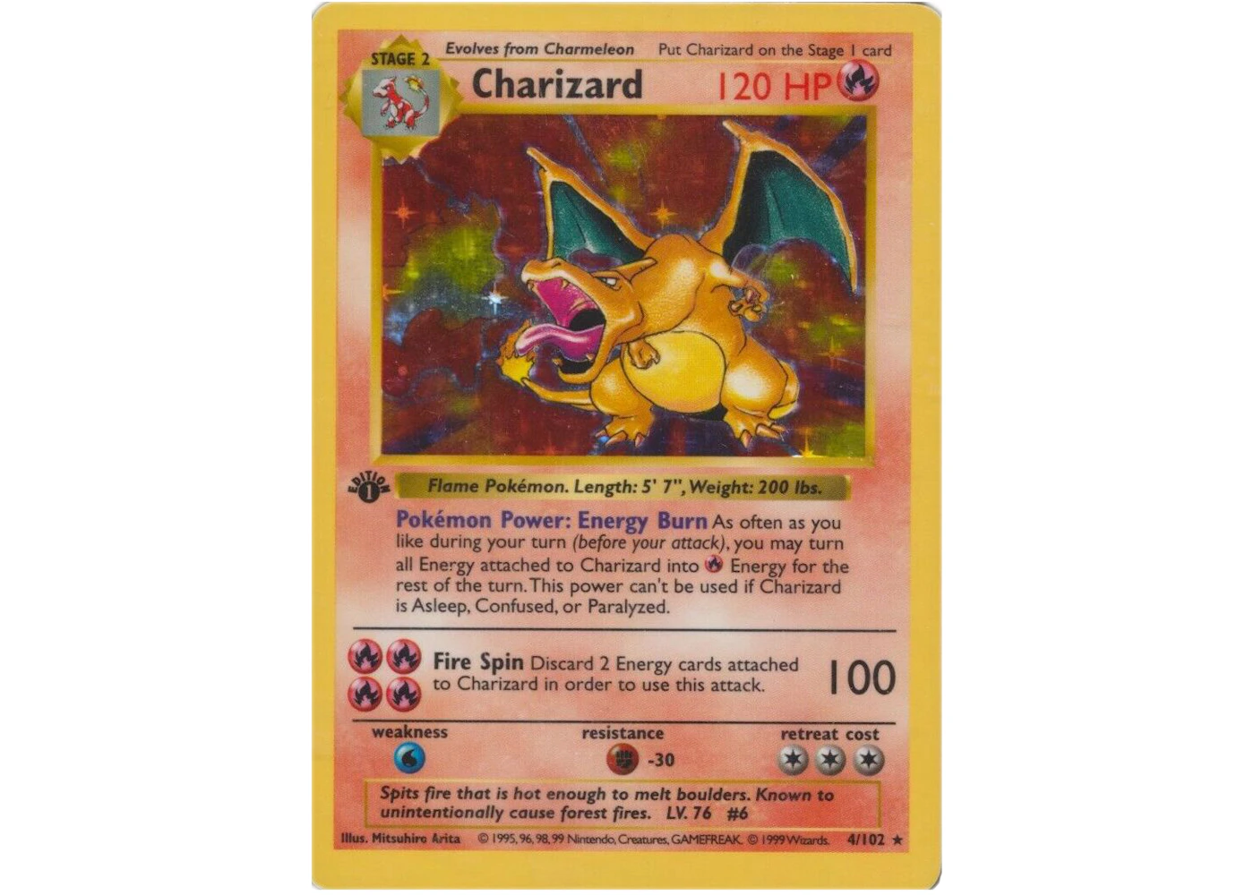 Charizard 1999 Pokmon TCG 1st Edition Holo #4 (Ungraded) - 1999 - US Charizard 1999 Pokmon TCG 1st Edition Holo #4 (Ungraded) - 1999 - US
