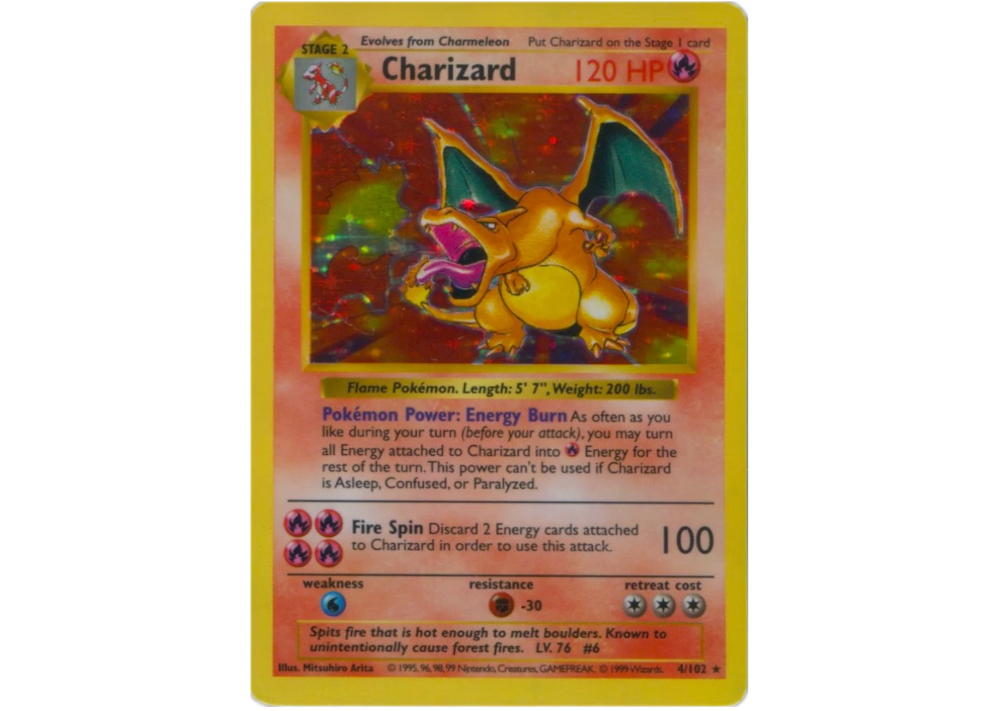 Charizard 1999 Pokemon TCG Base Set Holo Shadowless #4 (Ungraded) - 1999 - US Charizard 1999 Pokemon TCG Base Set Holo Shadowless #4 (Ungraded) - 1999 - US