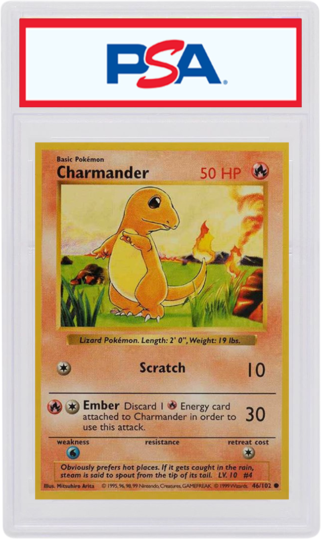 Pokemon TCG Cards SHADOWLESS Base Set Charmander 46/102 PLAYED *crease* 