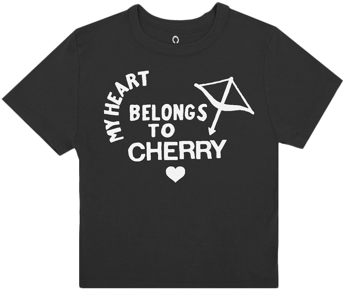 Cherry LA My Heart Baby Tee (Off Black) T-shirt Off Black Men's - SS22 - US