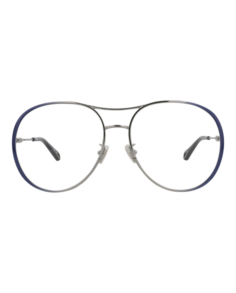 Pre-owned Chloé Women's Chloe Aviatorframe Metal Optical Frames In Blue Blue Transparent (ch0019o/30009854/001)