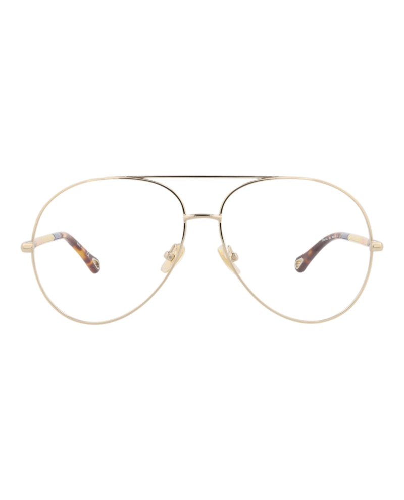 Pre-owned Chloé Women's Chloe Aviatorframe Metal Optical Frames In Gold Gold Transparent (ch0114o/30012493/003)