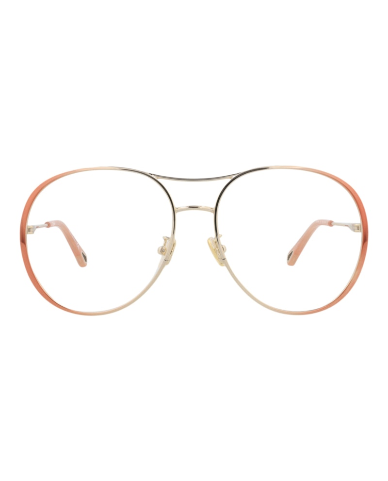 Pre-owned Chloé Women's Chloe Aviatorframe Metal Optical Frames In Nude Nude Transparent (ch0019o/30009854/003)