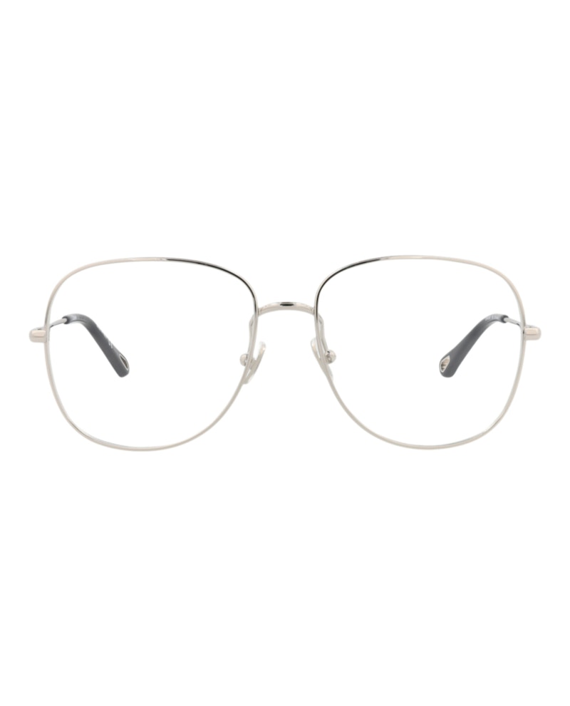 Pre-owned Chloé Women's Chloe Aviatorframe Metal Optical Frames In Silver Silver Transparent (ch0020o/30009818/003)