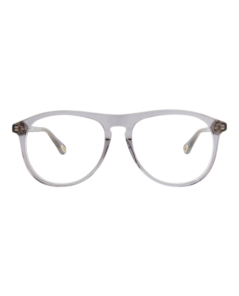 Pre-owned Chloé Women's Chloe Aviatorstyle Bio Acetate Optical Frames In Grey Grey Transparent (ch0010o/30009865/002