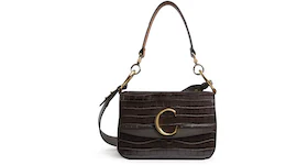 Chloe C Double Carry Croco Small Profound Brown