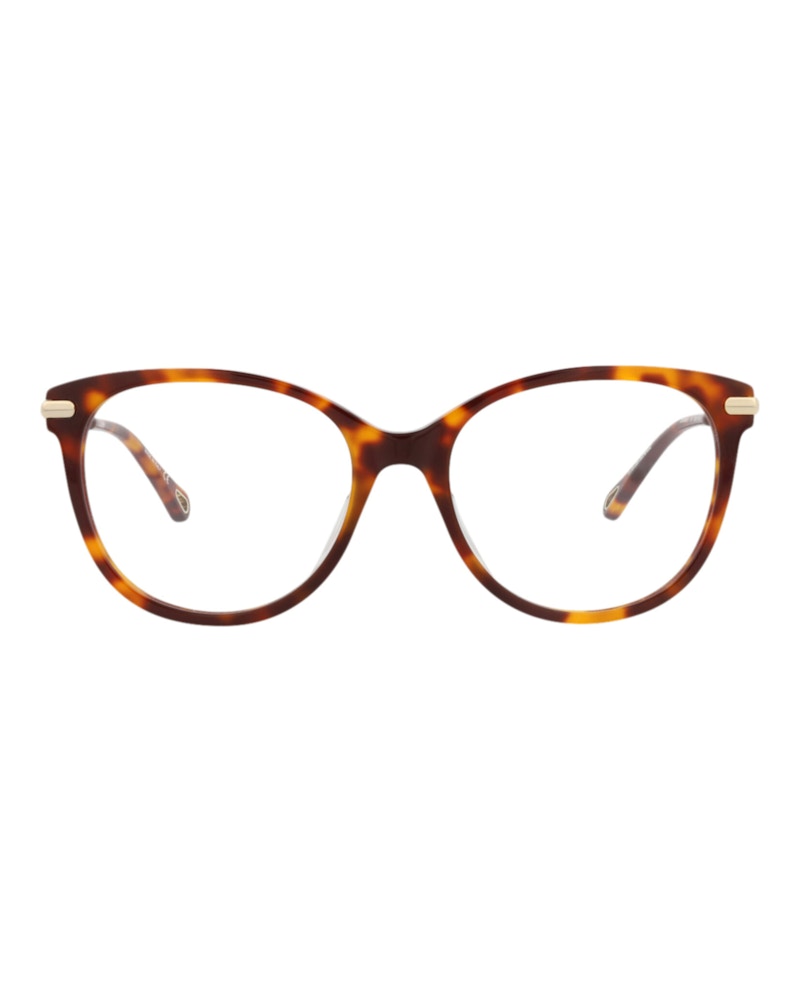 Pre-owned Chloé Women's Chloe Cat Eyeframe Bio Acetate Optical Frames In Havana Gold Transparent (ch0058oa/30011514/